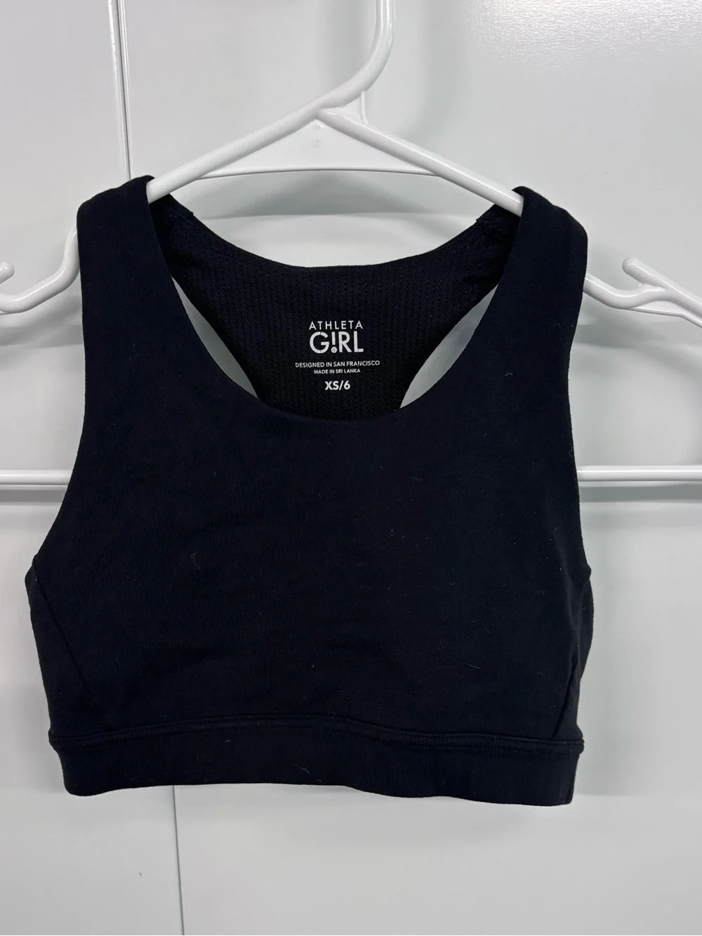 Athleta Girl Sports Bra Black Racerback Tank Top Girls Size XS (6) Activewear